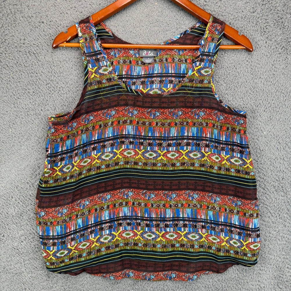 Dots Women Large Multicolor Geometric Tribal Print Sleeveless Tank Top Blouse